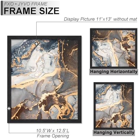 Fxojyvo 11x13 Picture Frame Set of 3 Black Engineered Wood Wall Hanging - Image 4