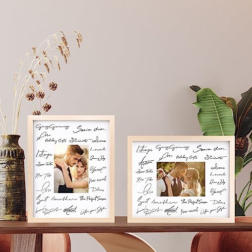 Egofine 11x14 Picture Frames Set of 4, Made of Solid Wood Covered by Plexiglass 5x7 and 8x10 with Mat or 11x14 without Mat, for Table Top Display and Wall Mounting Photo Frame Oak Wood - Image 5