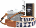 Padwa Lifestyle Diamonds Camera Strap - 1.5" Crazy Horse Cowhide Ends Camera Straps for Photographers, Cute Cotton Weave Soft Suede Fabric Padded Strap fits All Cameras for Adults & Kids by PadwaLifestyleCameraStrap
