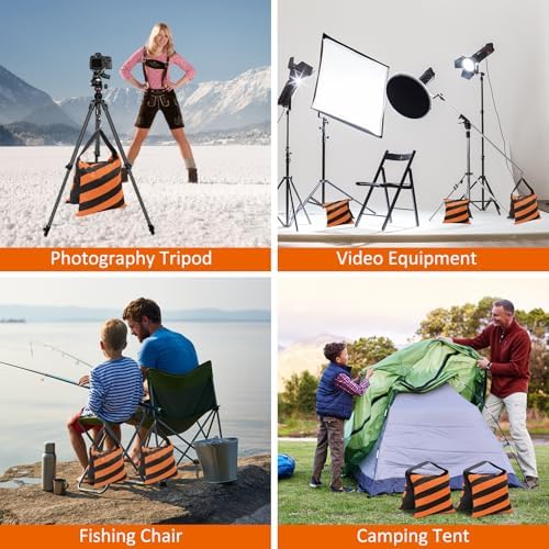 4 Packs Orange Sandbag Weight Bags for Light Photography Video Equipment - Image 6