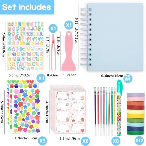 Scrapbook Self Adhesive Photo Album 25 Pages Hard Cover DIY Photo Album for Instant Camera Print Paper with DIY Accessories (Blue) - Image 2