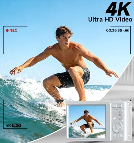 Digital Camera 4K, 44MP Autofocus Compact Digital Camera, 64GB, 2 Batteries - Image 2