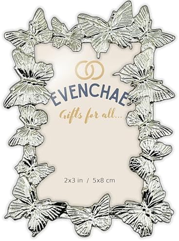 2x3 Mini Picture Frame: Silver Fluttering Butterflies by Evenchae
