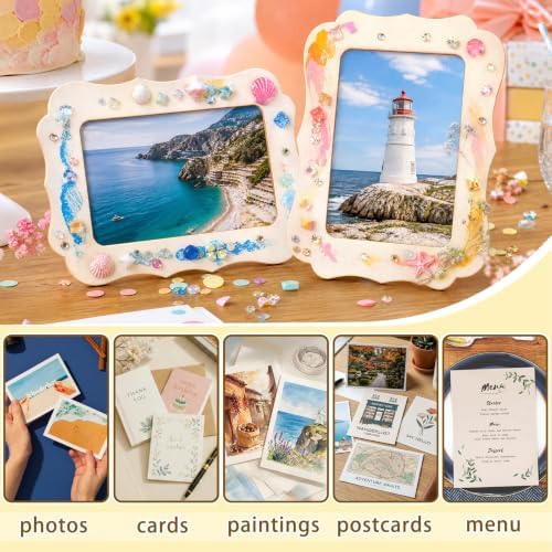 VOKOY 10 Pack Wooden Picture Frames for Crafts, 4" x 6" Photos DIY Wood Frames for Crafting,Unfinished Standing Photo Frames DIY Crafts Wood Decorate for Birthday Gifts, Vintage Shape - Image 4