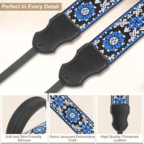 FIEIL Neck Strap Silicone Camera Straps - Padded Camera Strap, 1.5" Wide Adjustable Nylon Shoulder Strap - Compatible with Canon, Nikon, Sony, and More DSLR and Mirrorless Cameras (Blue) - Image 5