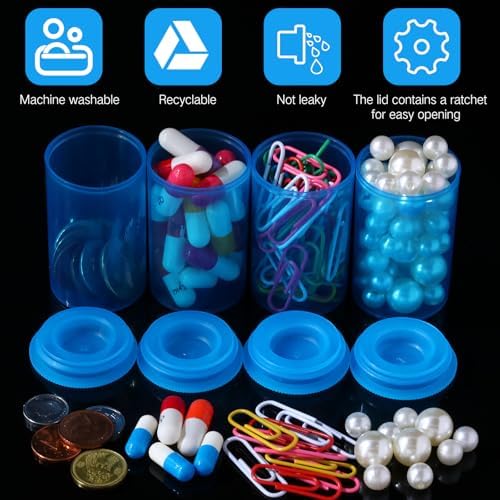 30 Pack Plastic Film Canisters Holder with Lids 35mm Empty Camera Reel Containers Blue Small Storage Bottles for Pills Beads Coins Vitamins Art Supplies Science Experiments Classroom Craft Projects - Image 5