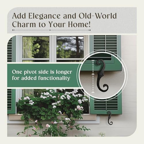 Renovators Supply Manufacturing Decorative S Style Window Shutter Dogs, Cast Aluminum, Rust Resistant Powder Coated, Includes Mounting Screws, 6.5 Inches, Pack of 2 Pairs - Image 4