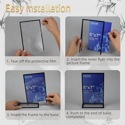 5x7 Inches Clear Picture Frames 6 Pack Acrylic Sign Holders, Double-sided Menu Stands Wedding Table Numbers Holders, Table Top Display Sign Stand Plastic Flyer Holder Vertical Photo Stand, Black - Image 5