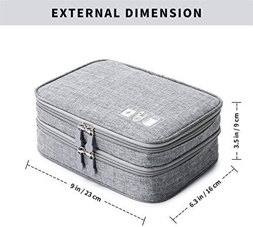 Lanola Travel Cable Organizer Bag, Electronic Accessories Case Portable Double Layer Cable Storage Bag for Cord, Charger, Flash Drive, Phone, SD Card,Personal Items - (Grey) - Image 3