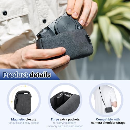 Compact Digital Camera Case Pouch for Canon G7 X G7X Mark III II Ricoh GR IV GR4 HDF Monochrome GR III GR IIIX Sony ZV-1F RX100 VII VA VI V IV III Lumix ZS99 Camera DB-120 Bag with Magnetic Closure - Image 3