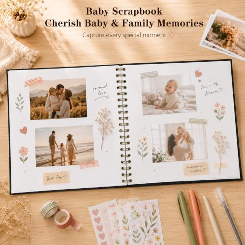 10x10 Inch Scrapbook Photo Album with 40 Pages Acid-Free White Paper, Black - Image 6