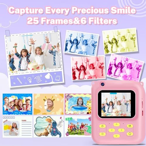 Instant Print Camera for Kids, 1080P Video Camera with 3 Print Rolls - Image 6
