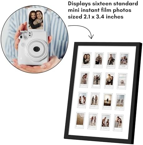 Americanflat 15x20 Picture Frame with 16 Openings for 2x3 Instant-Print Photos - Black Mini Picture Frames for Wall Display with Polished Plexiglass - Image 4
