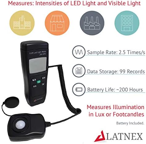 LATNEX Light Meter LM-50KL Measures Lux/Fc - LED/Fluorescent, Industrial, Household, and Photography - Calibration Certificate Included - Image 2