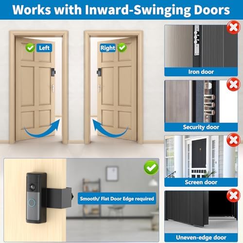 2Pack Anti-Theft Ring/Blink Doorbell Mount for 2026 Ring Battery Doorbell/Plus/Pro (2nd Gen), No-Drill Camera Doorbell Kits, Non-Blocking Motion Sensor, Accessories for Apartment & Rental - Image 4