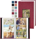 Photo Album 4x6 with 420 Pockets, Slip-in Picture Albums, Linen Cover Memory Book with Front Window, Vertical pages Photo Book for Wedding, Family, Anniversary, Baby, Vacation(Red) by HenPisen