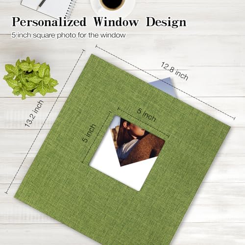 potricher Large Self Adhesive Photo Album 40 Pages, Linen cover, Green - Image 2