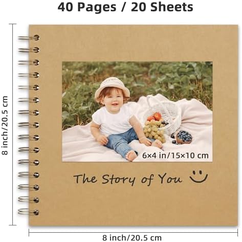Scrapbook Album 8x8in, Acid-Free Kraft Paper 20 Sheets 40 Pages - Image 2