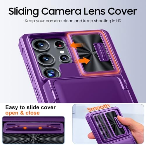 GooseBox for Samsung Galaxy S25 Ultra Case Wallet with RFID [Cards Holder][Camera Cover][Edge Raised] Full Body Shockproof Silicone Protective Phone Case for Galaxy S25 Ultra 6.9" 2025 (Purple) - Image 3
