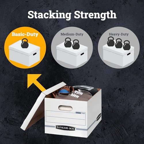 Bankers Box 12-Pack Basic-Duty File Storage Box with Lid, Letter/Legal - Image 5