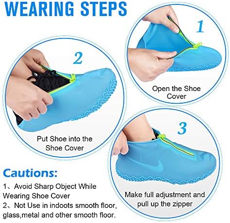 Shiwely Silicone Waterproof Shoe Covers, Upgrade Reusable Overshoes with Zipper, Resistant Rain Boots Non-Slip Washable Protection for Women, Men (M (Women 5-7, Men 5-6), Blue) - Image 6