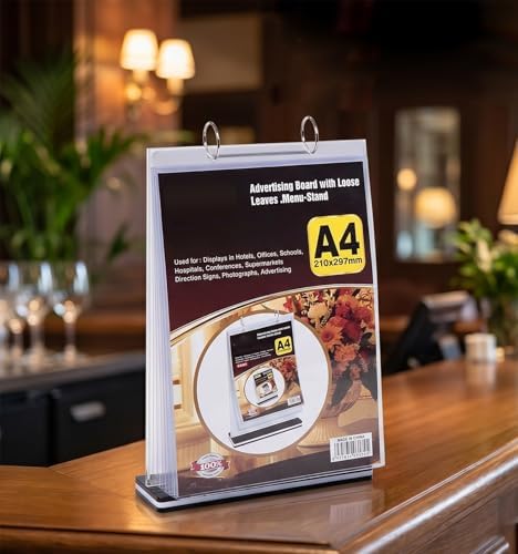 KAFENDA A4 Multi page Flip Display Card Label Display Stand, T-shaped by KAFENDA