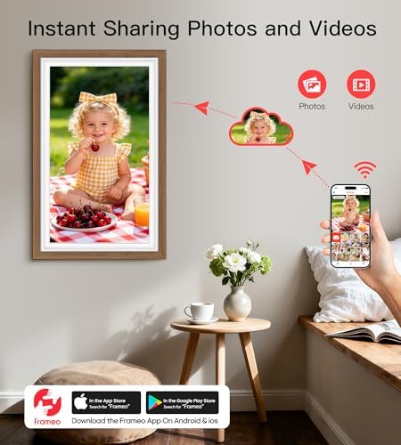64GB Frameo 15.6" Digital Picture Frame Large 1920 x 1080 IPS FHD Touch Screen WiFi Electronic Photo Frames Share Moments Instantly Anywhere Best Gifts for Parents and Grandparents Solid Walnut - Image 2