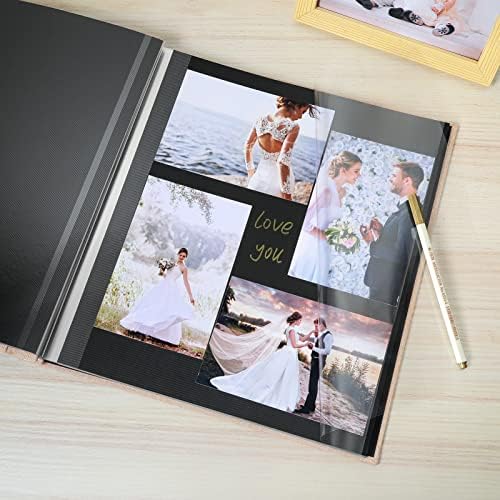 Spbapr Large Photo Album Self Adhesive Linen Cover Magnetic Scrapbook Album DIY Scrap Book 60 Black Sticky Pages for 4x6 5x7 8x10 10x12 Pictures with A Metal Pen - Image 4