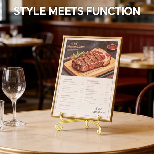 Artliving Plate Stands for Display, 6 Inch Decorative Plate Holder, Metal Picture Stand for Table, Small Easels for Display Card, Photo, and PSA Slab - Ideal for Party and Wedding (Gold, 4 Pack) - Image 4
