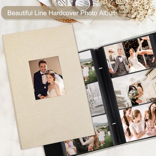 Artmag Fabric Photo Album 4x6 300 Large Capacity for Family Wedding Anniversary Linen Album Holds 300 Horizontal Photos (300 Pockets, Beige) - Image 4