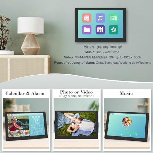 10.1" Digital Picture Frame, 1080P IPS Digital Photo Frame, No WiFi/App Needed, Plug & Play SD Card & USB, Remote & Motion Sensor, Photos/Videos/Music, Free 32GB USB - Image 4