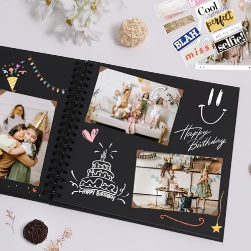 Scrapbook Album 10x10 Inches 40 Pages Hardcover Kraft Paper Black - Image 2