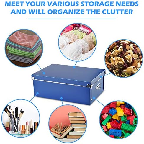 SEEKIND photo boxes storage, storage boxes with lids and Handles, 3 in 1 Set, Multiple Size(Small/Medium/Large) Plastic Box for Photos, Document, Cosmetic, Socks, Snacks, Etc(Blue) - Image 2