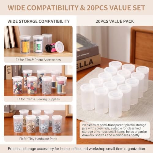 35mm Clear Film Canisters with Caps 20 Pcs Storage Containers - Image 5