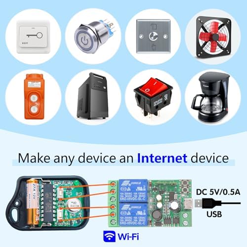 DieseRC 2x2 Channels WiFi Smart Switch with 1x Bluetooth Transmitter, DC 5V 12V 24V Passive Output Relay Module Ewelink APP WiFi Control Compatible with Alexa/Google Home, Inching/Self-Locking Switch - Image 3