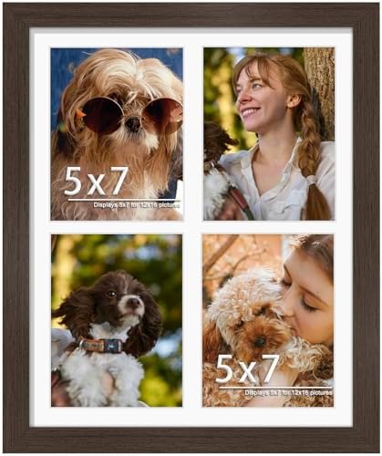 DUENPY 12x16 Collage Frame For 4 5x7 Photos Walnut by DUENPY
