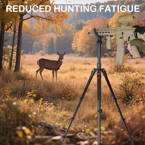 Adjustable Shooting Tripod for Rifles Shooting Stick Level-Lock 3-in-1 Tripod Monopod Bipod, 22.8″-61″ Height, Lightweight Aluminum Alloy with Carrying Bag, Stable Rifle Rest for Hunting & Outdoor - Image 2