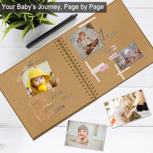 DIY Scrapbook Album 7x7 Inch, Hardcover Kraft Paper Scrap Book Photo Album, Blank Page Memory Scrap Book for DIY Crafts, Traveling, Wedding, Anniversary, Birthday, 40 Pages (20 Sheets), Khaki - Image 4