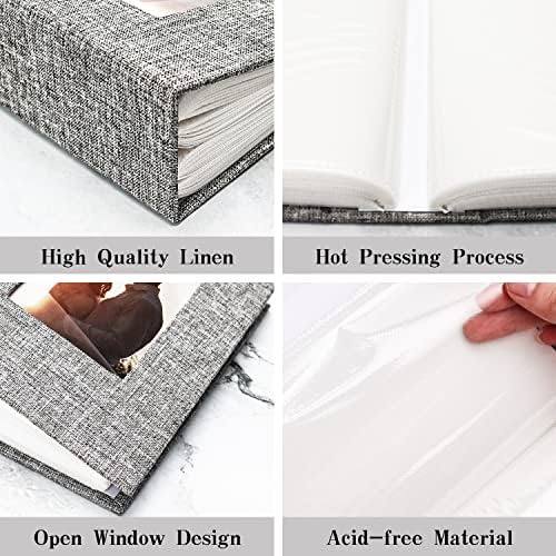 Vienrose 4x6 Photo Album,100 Pockets,Linen Cover with Window,Grey - Image 6
