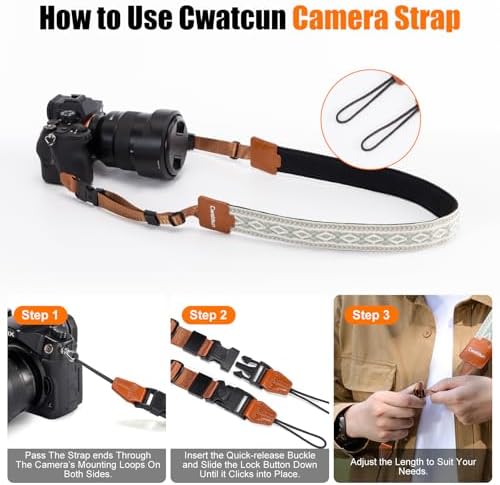 Cwatcun Bohemian Floral Camera Strap, Adjustable Crossbody DSLR Strap for Canon, Nikon, Sony, Quick Release Comfortable & Secure Neck/Shoulder Strap for Outdoor Travel Photography - Image 6