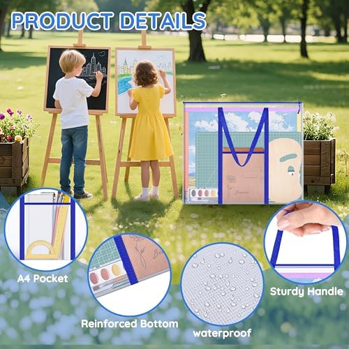 ZKOO Bulletin Board Poster Storage, Extra-Large Storage Chart Art Portfolio Bag 30 x 25 Inchs, Bulletin Board Sheet Organization for Bulletin Boards, Scrapbooks, Keepsake and Poster (30" X 25", Blue) - Image 3