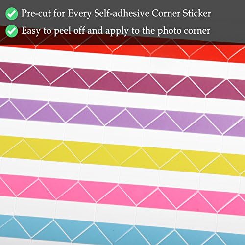 50 Sheets Self Adhesive Photo Corners - Hold 1275 Photos - 6 Colors 5100 pcs Photo Mounting Corner Stickers for Polaroid, Instax Foto of DIY Picture Scrapbook and Recollections Photo Album - Image 3