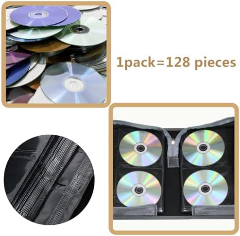 DVD Case CD Storage,128 Capacity CD Cases Holder DVD Storage Case Holders CD DVD Disc Case Storage Wallet Binder for Car Home Office Travel (128 Silvery) - Image 5