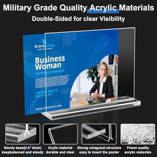 Acrylic Sign Holder 6x4,6 Pack Clear Sign Holder Double Sided Table Menu Horizontal Desktop Display Stand Paper Flyer Holder Tabletop Sign Holder Suitable for Restaurants, Office, Store, Hotels - Image 2