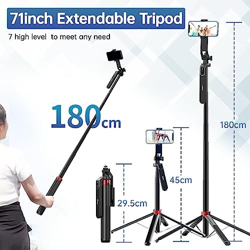 ULANZI MA09 Phone Tripod, 71" Selfie Stick for Luna Gopro Pocket4 Action - Image 3