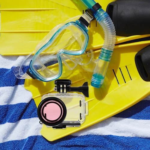 Waterproof Camera Case Housing with Dual Cold Shoe Mount and Pink Filter for Cameras Outdoor Protective Shell and Underwater Photography - Image 5
