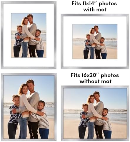 Americanflat 16x20 Poster Frame 2-Pack - Matted to 11x14 - Silver - Image 4