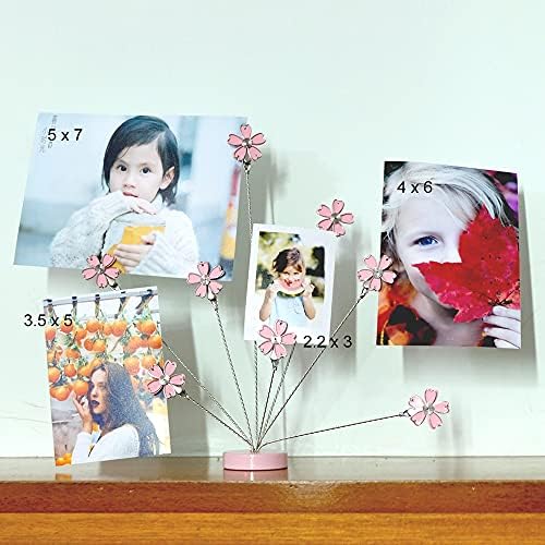 8-Branch Family Tree Picture Frame Holder, Card Photo Clips Holder Desk Stand for Memo Paper Note Photo Christmas Wedding Card Display (Cherry Blossoms) - Image 7