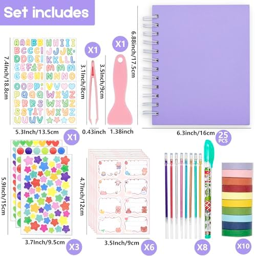 Scrapbook Self Adhesive Photo Album 25 Pages Hard Cover DIY Photo Album for Instant Camera Print Paper with DIY Accessories (Purple) - Image 2