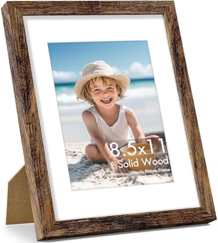 Vittanly 8.5x11 Picture Frame Made of Solid Wood, Dark Brown by Vittanly